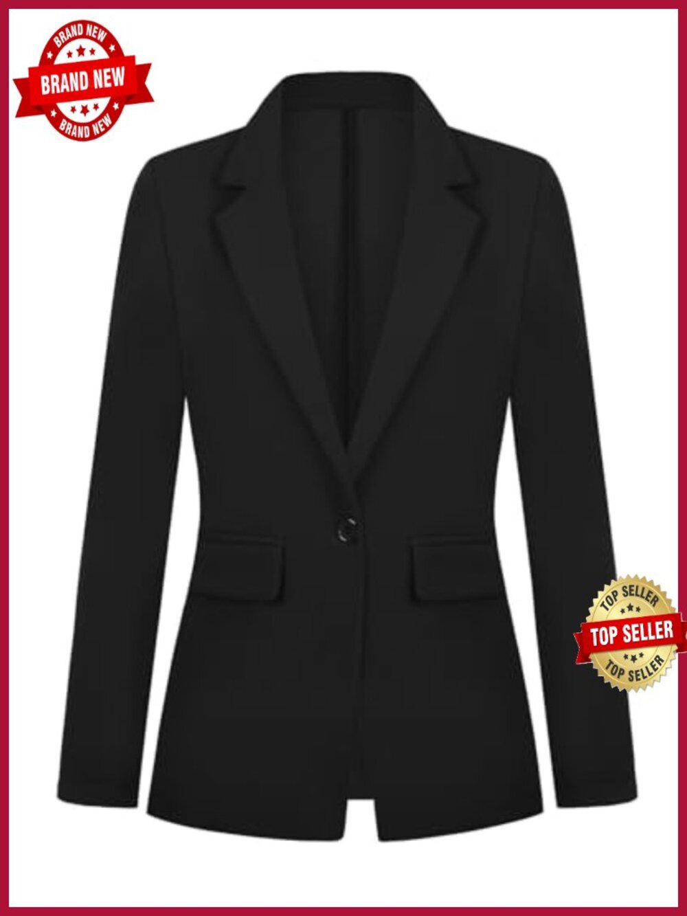 Women's One Button Notched Lapel Blazer Long Sleeve Work Suit Jacket